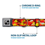 Dog Bone Black/Silver Seatbelt Buckle Collar - Vivid Candy Corn Stacked