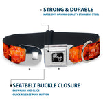 Dog Bone Black/Silver Seatbelt Buckle Collar - Vivid Hot Wings Stacked