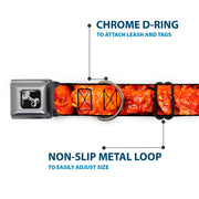 Dog Bone Black/Silver Seatbelt Buckle Collar - Vivid Hot Wings Stacked