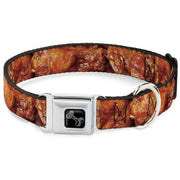 Dog Bone Black/Silver Seatbelt Buckle Collar - Vivid Hot Wings Stacked