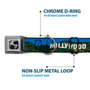 Dog Bone Seatbelt Buckle Collar - Vivid HOLLYWOOD Sign