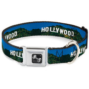 Dog Bone Seatbelt Buckle Collar - Vivid HOLLYWOOD Sign