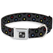 Dog Bone Seatbelt Buckle Collar - Vinyl Records Gray/Black/Mutli Color