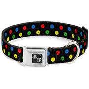 Dog Bone Seatbelt Buckle Collar - Vinyl Records Stacked Black/Gray/Multi Color