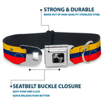 Dog Bone Black/Silver Seatbelt Buckle Collar - Venezuela Flag Continious Repeat