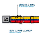 Dog Bone Black/Silver Seatbelt Buckle Collar - Venezuela Flag Continious Repeat