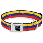 Dog Bone Black/Silver Seatbelt Buckle Collar - Venezuela Flag Continious Repeat