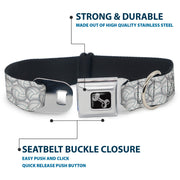 Dog Bone Black/Silver Seatbelt Buckle Collar - Volleyballs Stacked
