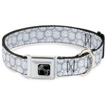Dog Bone Black/Silver Seatbelt Buckle Collar - Volleyballs Stacked