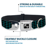 Dog Bone Seatbelt Buckle Collar - Wire Grid Black/Blue
