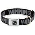 Load image into Gallery viewer, Dog Bone Seatbelt Buckle Collar - WINNING! Black/Gray

