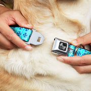 Dog Bone Seatbelt Buckle Collar - Wallpaper2 Baby Blue/Blue