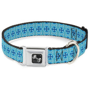 Dog Bone Seatbelt Buckle Collar - Wallpaper2 Baby Blue/Blue