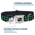 Load image into Gallery viewer, Dog Bone Seatbelt Buckle Collar - Wire Grid Black/Turquoise/Yellow
