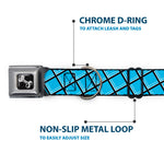 Dog Bone Seatbelt Buckle Collar - Wire Grid Baby Blue Black/White