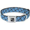Load image into Gallery viewer, Dog Bone Seatbelt Buckle Collar - Wire Grid Baby Blue Black/White
