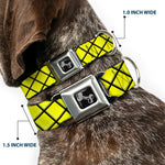 Dog Bone Seatbelt Buckle Collar - Wire Grid Yellow/Black/Gray