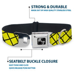 Dog Bone Seatbelt Buckle Collar - Wire Grid Yellow/Black/Gray