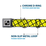 Dog Bone Seatbelt Buckle Collar - Wire Grid Yellow/Black/Gray