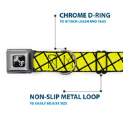Dog Bone Seatbelt Buckle Collar - Wire Grid Yellow/Black/Gray
