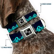 Dog Bone Seatbelt Buckle Collar - Waves Navy/Blue Shades
