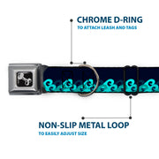 Dog Bone Seatbelt Buckle Collar - Waves Navy/Blue Shades