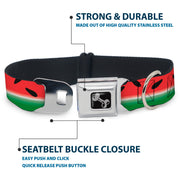 Dog Bone Seatbelt Buckle Collar - Watermelon Stripe Red/Green/Black