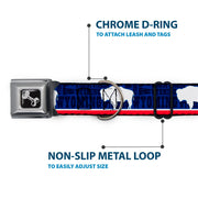Dog Bone Seatbelt Buckle Collar - Wyoming Flags/WYOMING Typography