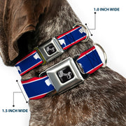 Dog Bone Seatbelt Buckle Collar - Wyoming Flags Bison Silhouette