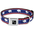 Load image into Gallery viewer, Dog Bone Seatbelt Buckle Collar - Wyoming Flags Bison Silhouette
