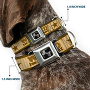 Dog Bone Seatbelt Buckle Collar - WANTED-DEAD OR ALIVE/Star Tans