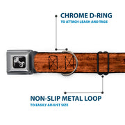 Dog Bone Seatbelt Buckle Collar - Wood Grain3 Horizontal Brown