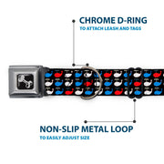 Dog Bone Seatbelt Buckle Collar - Whales Navy/Red/White/Blue