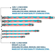 Dog Bone Seatbelt Buckle Collar - WASHINGTON Mountain Range Turquoise/White/Red