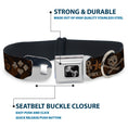 Load image into Gallery viewer, Dog Bone Black/Silver Seatbelt Buckle Collar - Western NO GUTS NO GLORY Skull and Crossbones Browns/Gray
