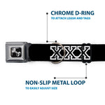 Buckle-Down Seatbelt Buckle Dog Collar - XXX Black/White