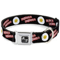Load image into Gallery viewer, Dog Bone Seatbelt Buckle Collar - Bacon & Eggs Black
