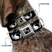 Dog Bone Seatbelt Buckle Collar - Yin Yang w/Wings Black/White