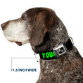 Load image into Gallery viewer, Dog Bone Seatbelt Buckle Collar - YOUR BOYFRIEND LOVES ME w/Kiss Black/Neon
