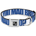 Load image into Gallery viewer, Dog Bone Seatbelt Buckle Collar - YOU MAD BRO White/Royal
