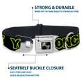 Load image into Gallery viewer, Dog Bone Seatbelt Buckle Collar - YOU ONLY LIVE ONCE Black/Neon Green
