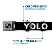 Dog Bone Seatbelt Buckle Collar - YOLO Black/White