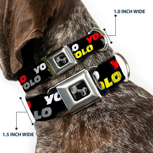 Dog Bone Seatbelt Buckle Collar - YOLO2 Black/Red/White/Gray/Yellow