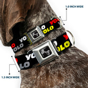 Dog Bone Seatbelt Buckle Collar - YOLO2 Black/Red/White/Gray/Yellow