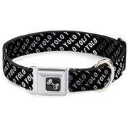 Dog Bone Seatbelt Buckle Collar - YOLO Diagonal Black/Gray/White