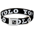 Load image into Gallery viewer, Dog Bone Seatbelt Buckle Collar - YOLO Bold Black/White
