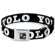 Dog Bone Seatbelt Buckle Collar - YOLO Bold Black/White