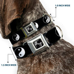 Dog Bone Seatbelt Buckle Collar - Yin Yang Symbol Black/White