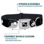 Dog Bone Seatbelt Buckle Collar - Yin Yang Symbol Black/White