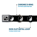 Dog Bone Seatbelt Buckle Collar - Yin Yang Symbol Black/White